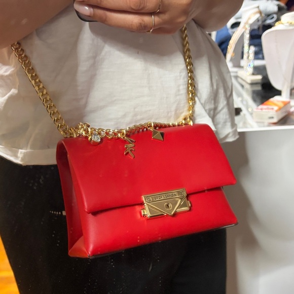 Michael Kors Red Crossbody Bag with Gold Chain - Picture 6 of 8